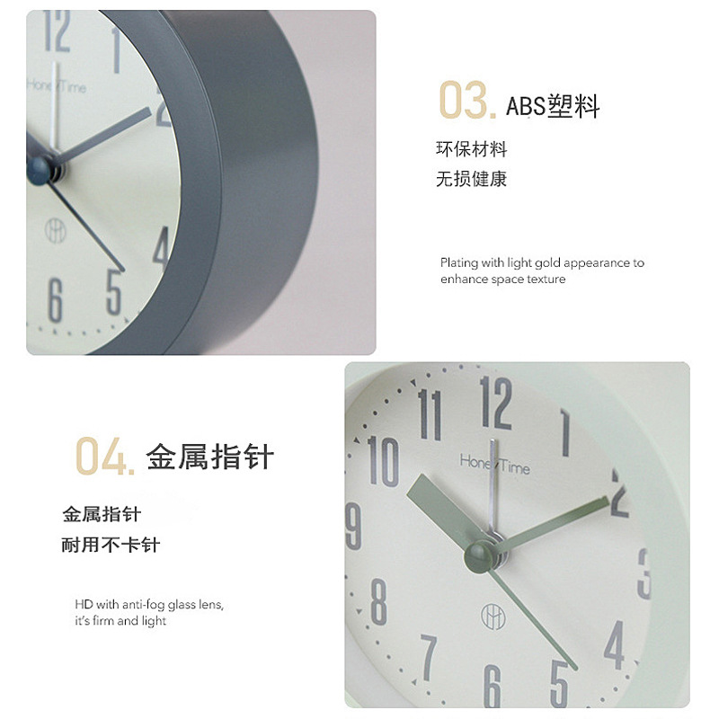 Nordic round digital alarm clock children student gift home decoration silent sweep second night light clock table
