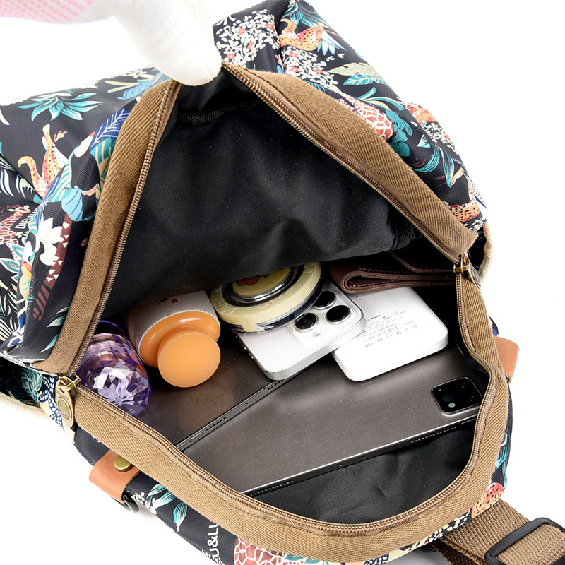 2025 New Women's Backpack Large Capacity Canvas Oxford Cloth Printed Travel Backpack