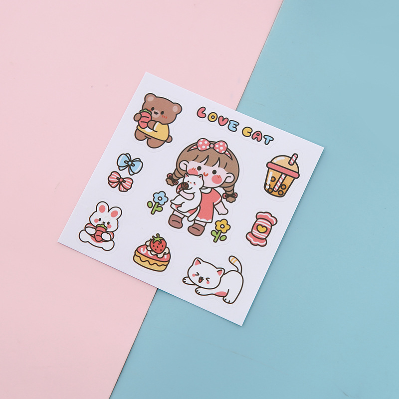 Cute sticker cartoon thermos cup sticker hand account phone sticker student water cup transparent PVC sticker