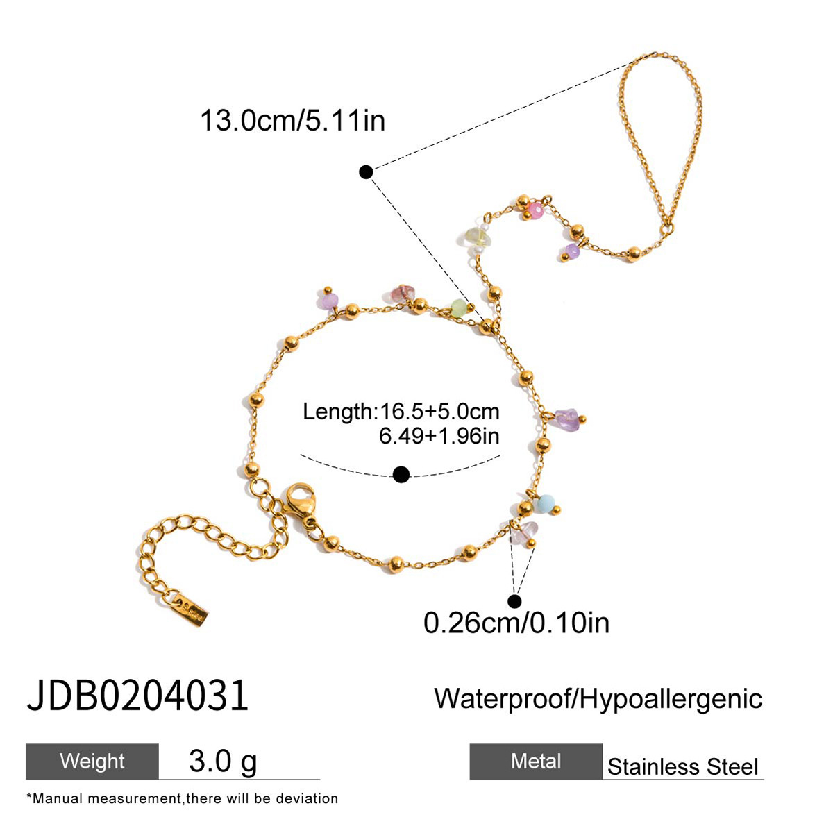 Jieding stainless steel zircon pearl connected bracelet titanium steel niche bracelet