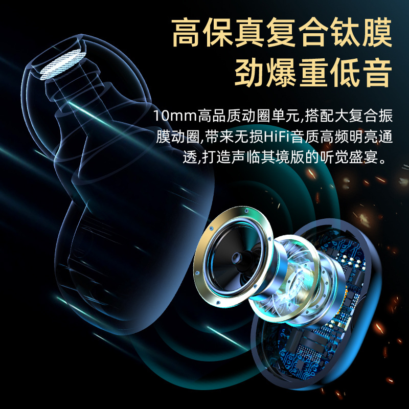 Private mold semi-in-ear Bluetooth earphones high fidelity sound quality long battery life wireless earphones heavy bass music earphones