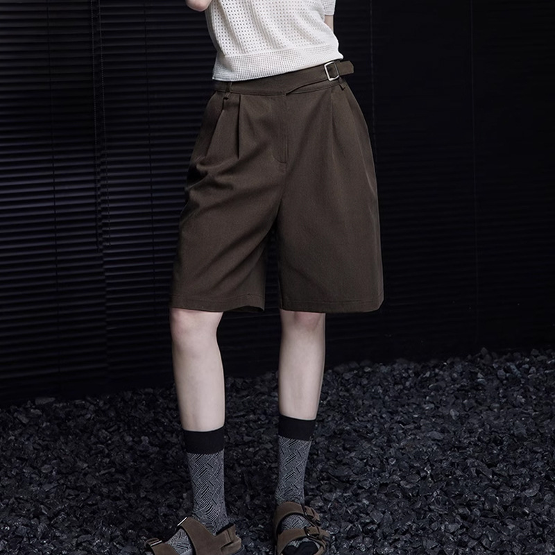Coffee Color Casual Bermuda Shorts Women's 2025 Spring New Niche Simple