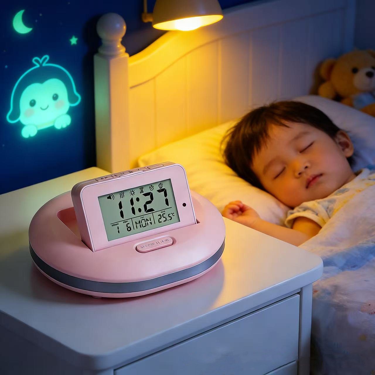 Multifunctional night light countdown alarm clock, bedside vibration snooze alarm clock, student electronic perpetual calendar desk clock