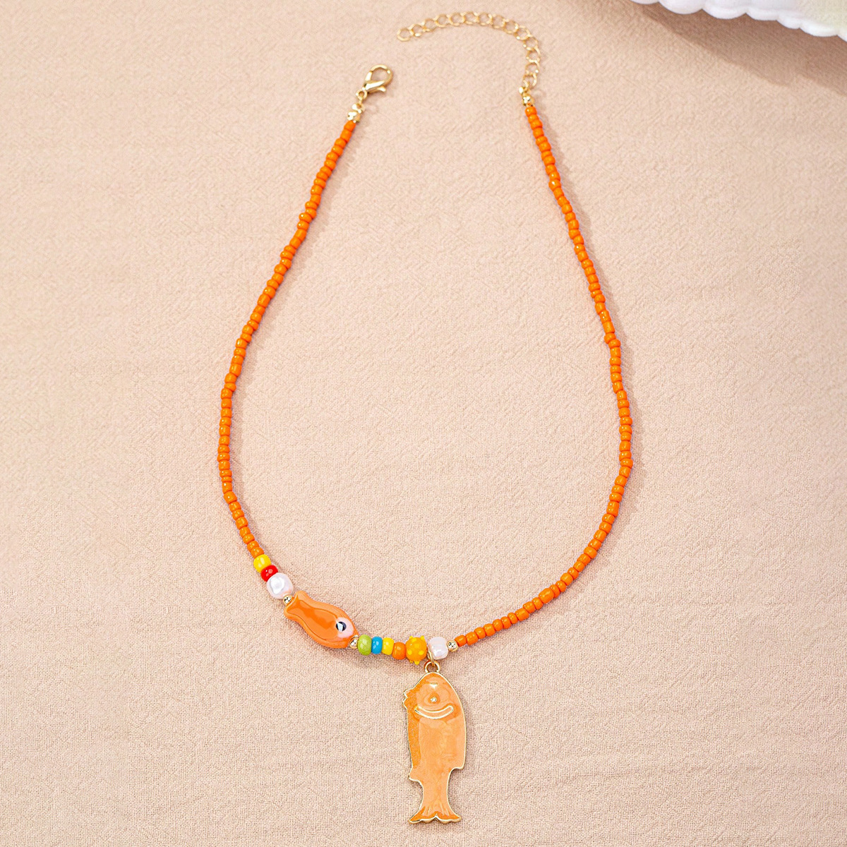 Qingdao Daiwei Accessories Bohemian Glass Bead Fish Starfish Pendant Necklace Summer