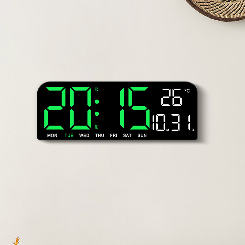 Color Screen Clock Simple LED Desk Clock Large Screen Wall Alarm Clock Multi-function Digital Clock Rectangular Large Font Clock