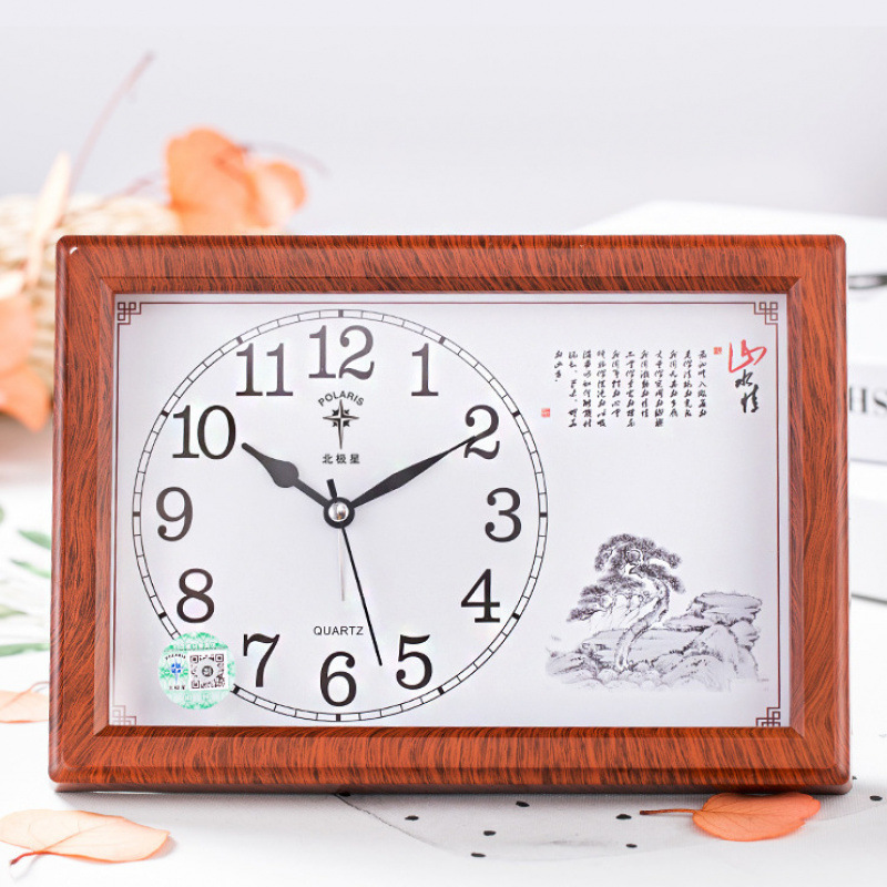 Polaris simple desk clock wall clock living room clock desk wall dual-use wall clock home perpetual calendar lunar temperature desk clock