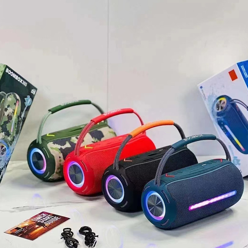 BOOMSBOX360 Bluetooth Speaker RGB Running Light Portable Handheld Speaker Heavy Bass