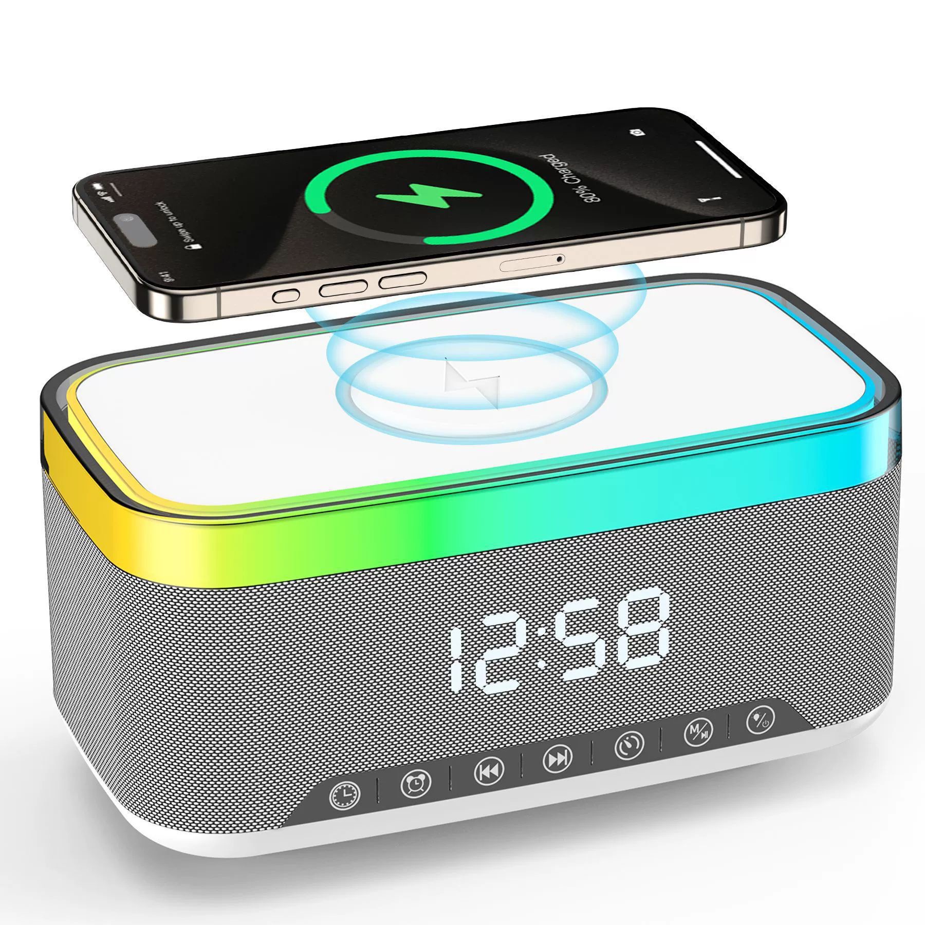 New wireless charging Bluetooth speaker S300 white noise LED atmosphere light card multi-function wireless speaker