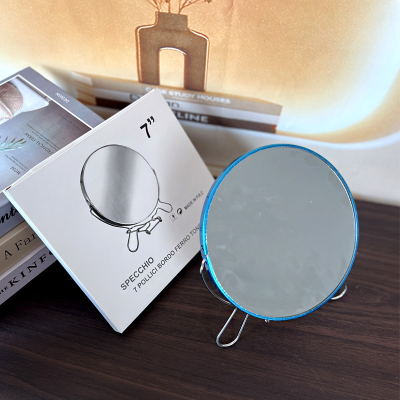 8 Inch 6 Inch Metal Frame Mirror Dressing Mirror Beauty Mirror Makeup Mirror Desktop Double-Sided Mirror