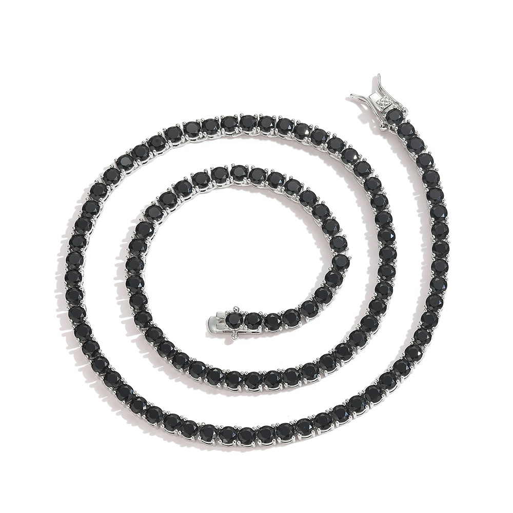 3mm 4mm 5mm black tennis chain Tennis Chain copper set zircon hip-hop single row chain