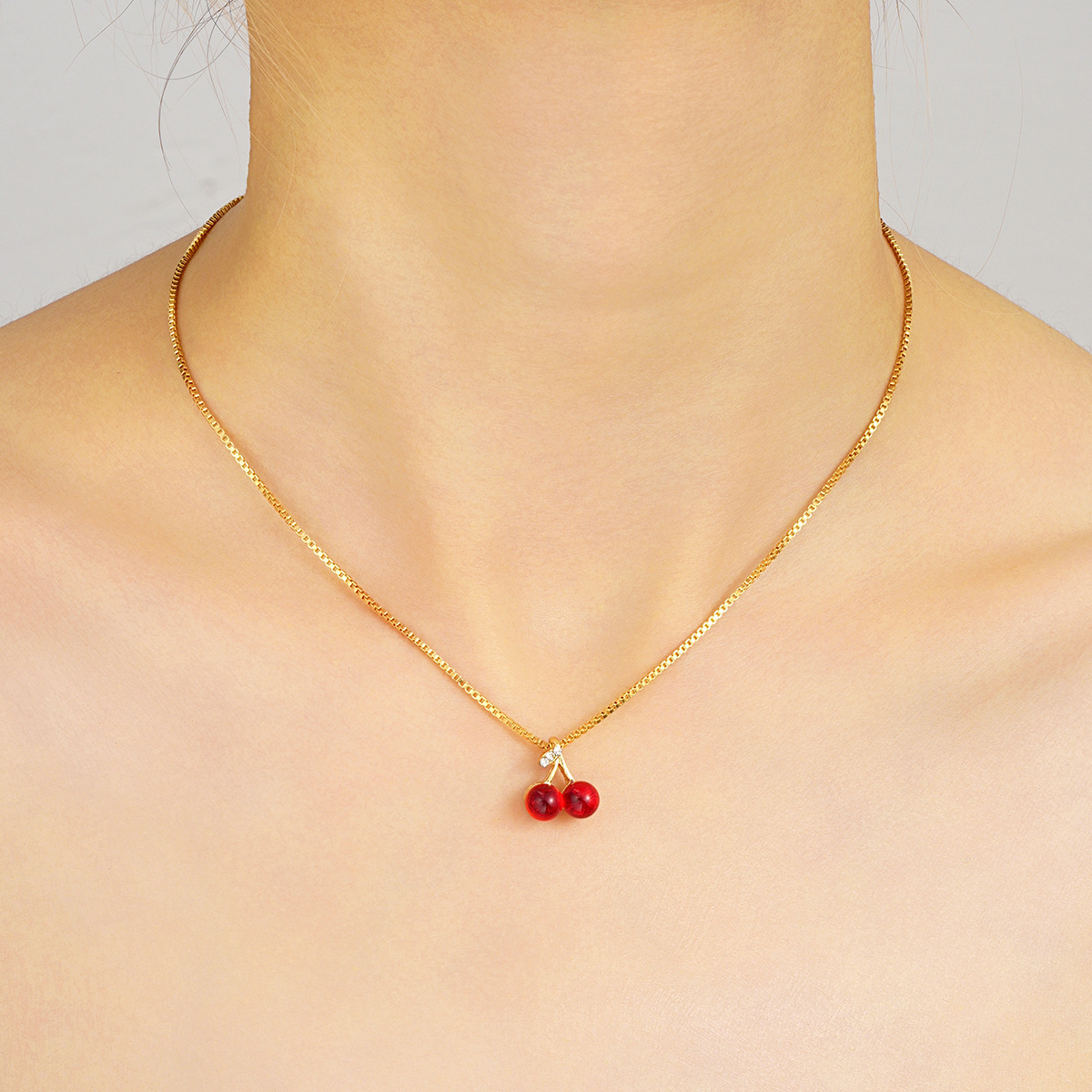 New rhinestone red cherry pendant earrings ear studs whitening ear accessories