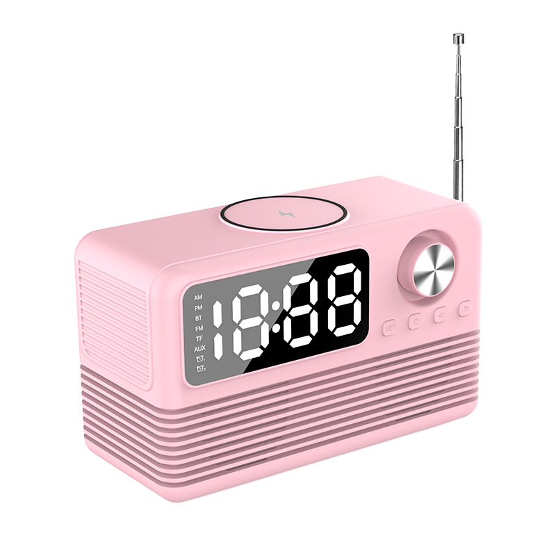Bluetooth speaker 15W wireless charging clock LED audio new hotel supplies wireless charging Bluetooth speaker