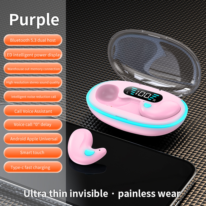 Private mold x55 sleep earphone battery display invisible in-ear mini e-sports Bluetooth low latency
