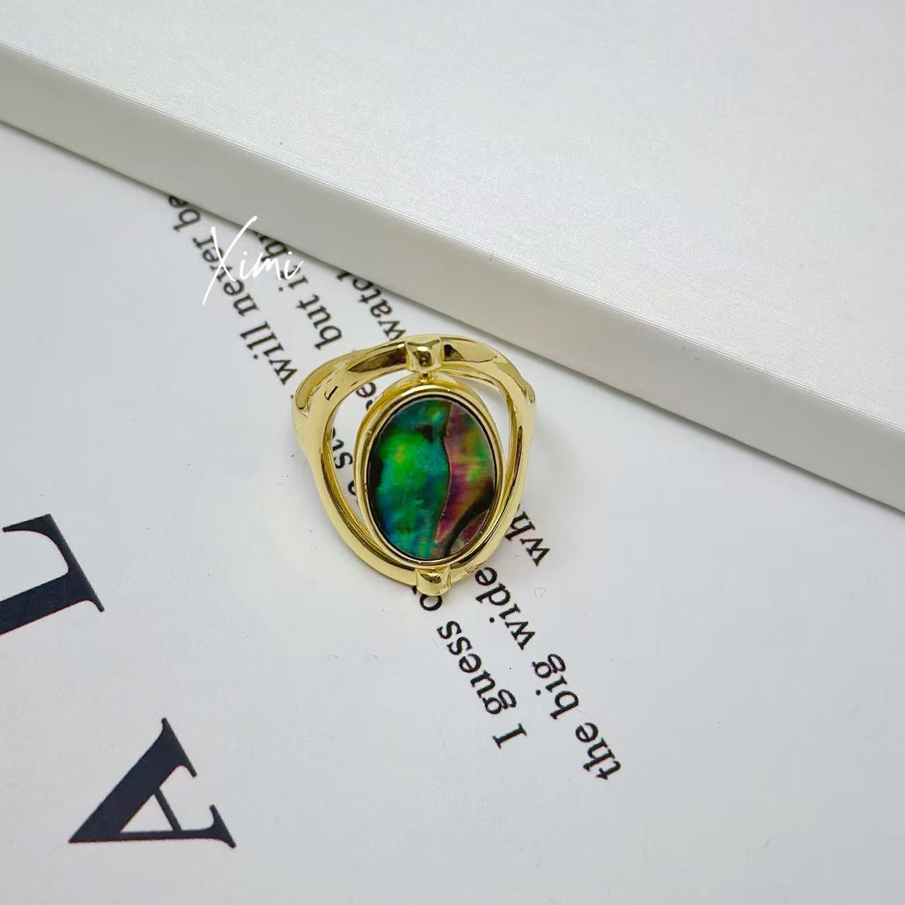 Rotatable Double-Side Mother-of-Pearl Ring for Women Abalone Shell 2025 New