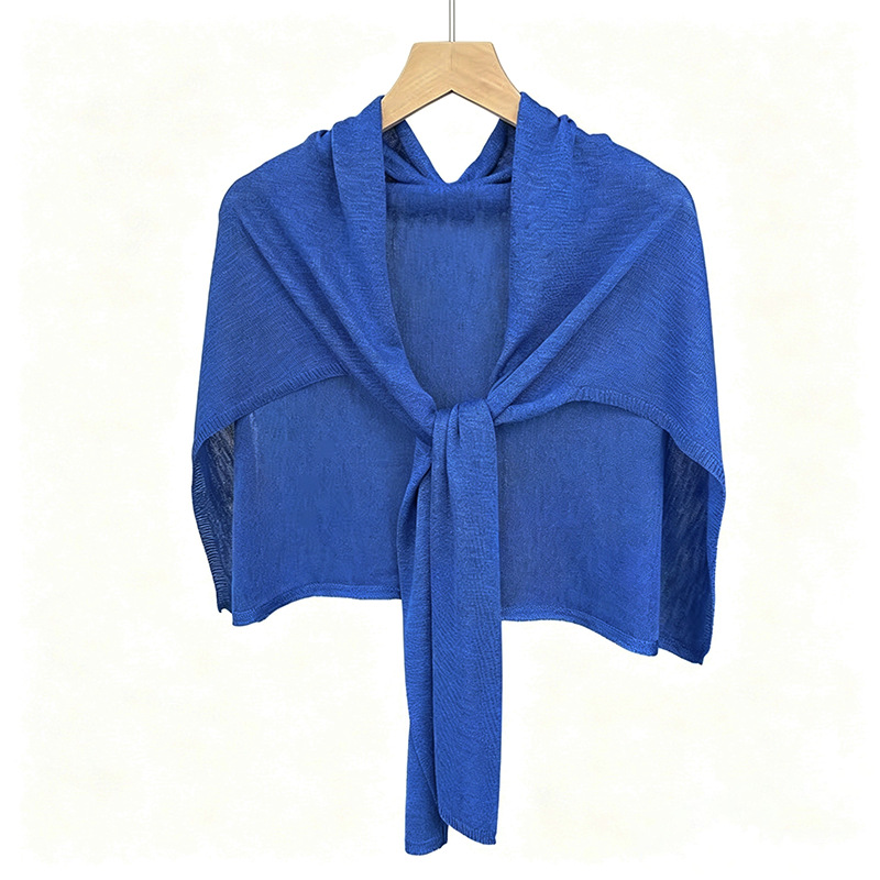 Summer thin sun-protection knot outer cardigan air-conditioned room solid color bamboo knot linen plus wide shawl