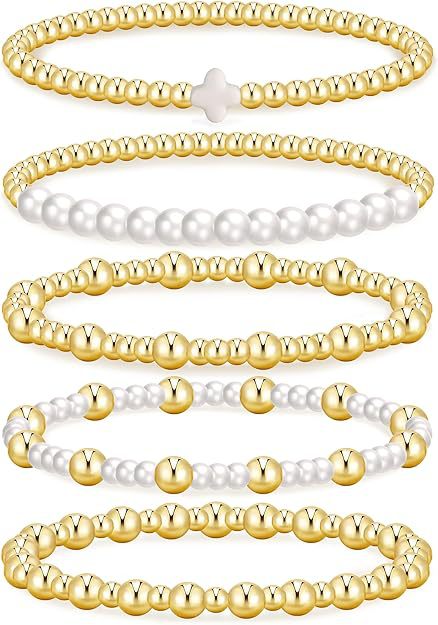 Pearl CC Bead Bracelet Multi-Layer Stacking Gold Bead Chain Women's Bracelet