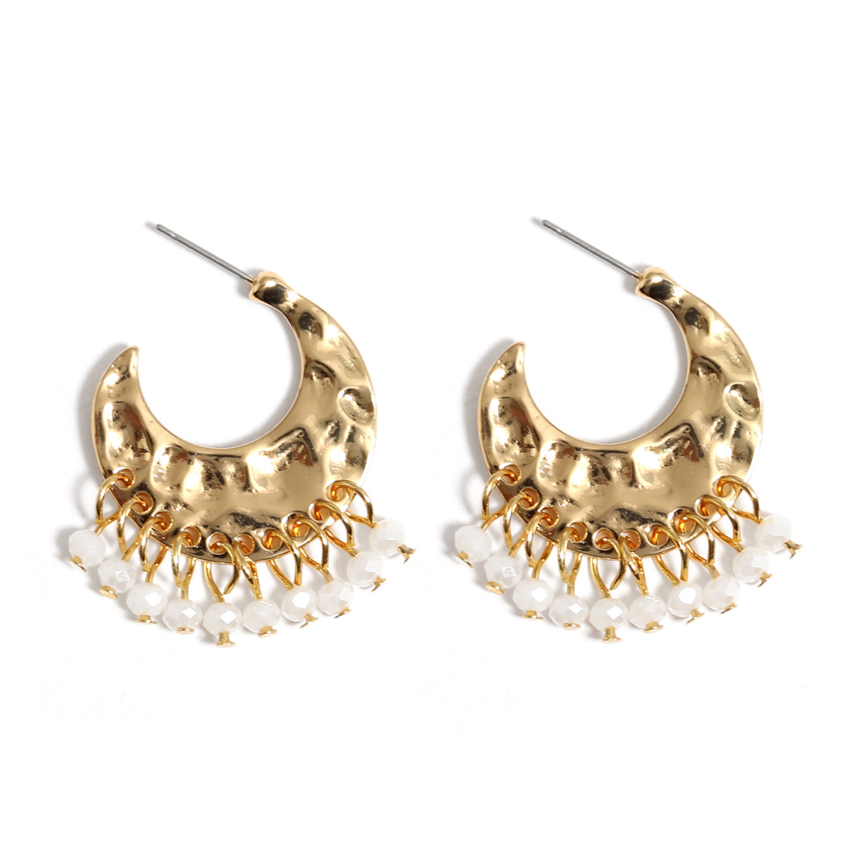 New Palace Style Electroplated Hammered Crystal Tassel Earrings for Women Niche