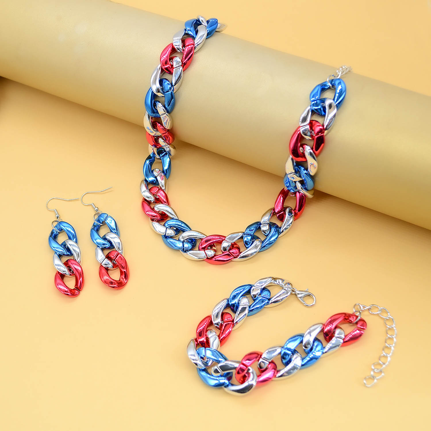 Exaggerated Hip-Hop Unisex Acrylic Collarbone Chain Punk Style Couple Colorful CCB Chain Cuban Necklace