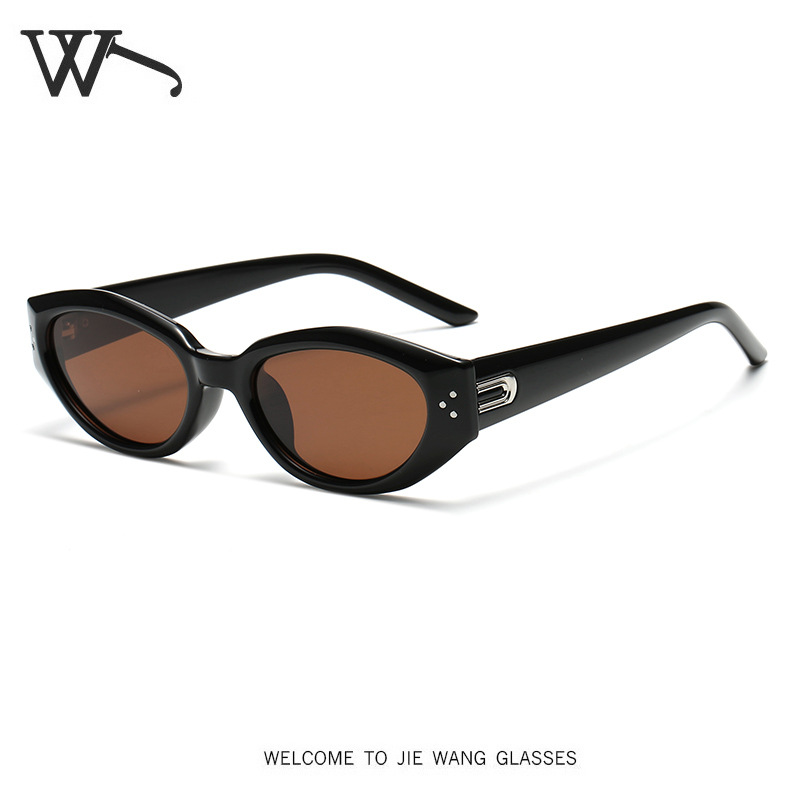 New brown small frame polarized sunglasses for women, oval sunshade sunglasses for men