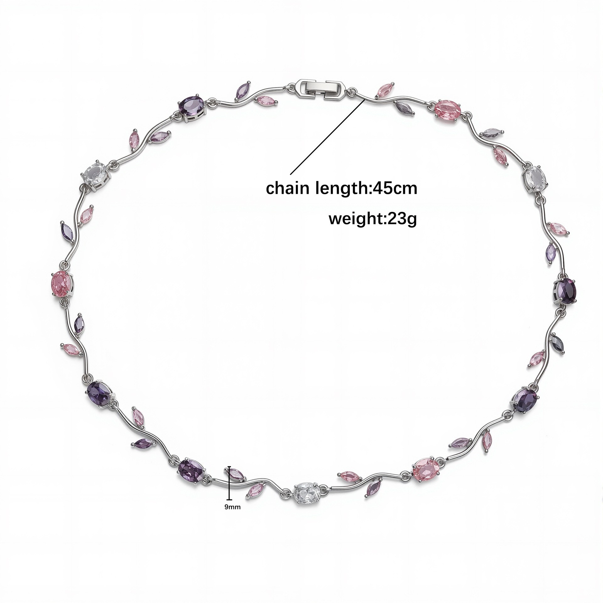 Copper Inlaid Colorful Diamond Tulip Bracelet, Necklace Unique Super Shiny Branch and Flower Jewelry Set