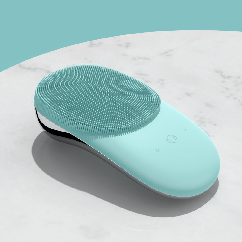 Heating导入Facial Cleanser Electric Silicone Face Wash Ultrasonic Seven-Level Waterproof Brush Facial Pore Cleaner