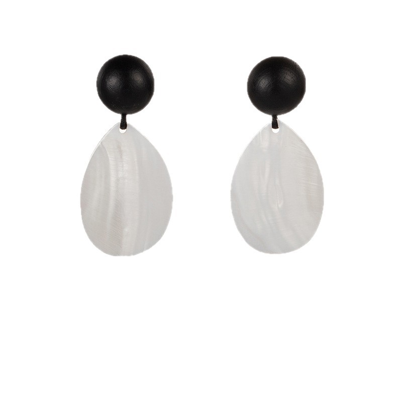 Natural Solid Wood Mother-of-Pearl Shell Geometric Earrings Drop Earrings Commuter Earrings for Women