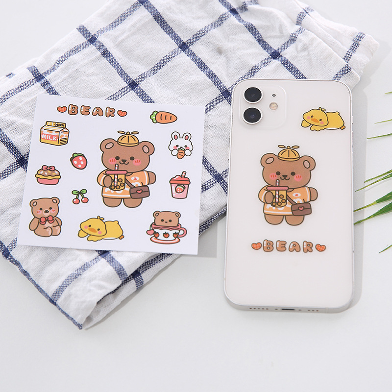 Cute sticker cartoon thermos cup sticker hand account phone sticker student water cup transparent PVC sticker