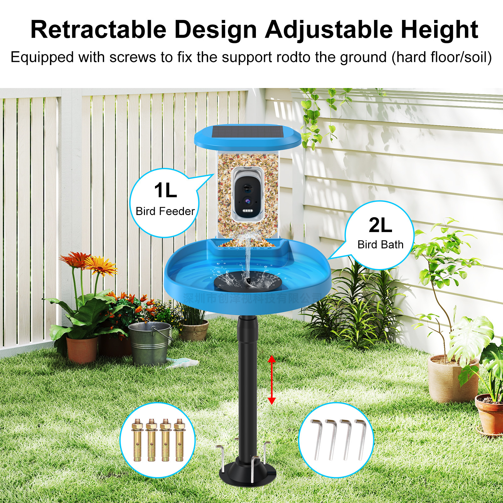 Bird Bath Smart Bird Feeder with Camera AI Recognition of 10,000+ Birds HD Solar Feeder
