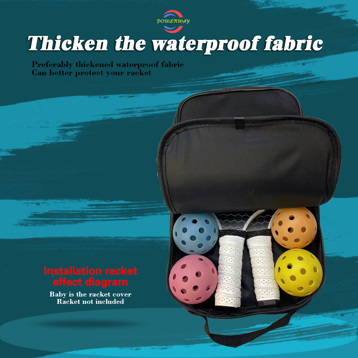 Outdoor sports pickleball paddle bag, customizable logo, waterproof table tennis tennis portable storage bag