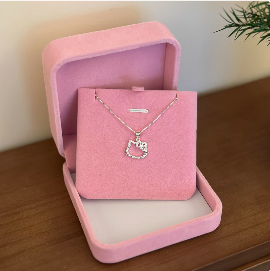 HelloKitty pendant necklace for women, silver plated jewelry gift for girlfriend friend birthday