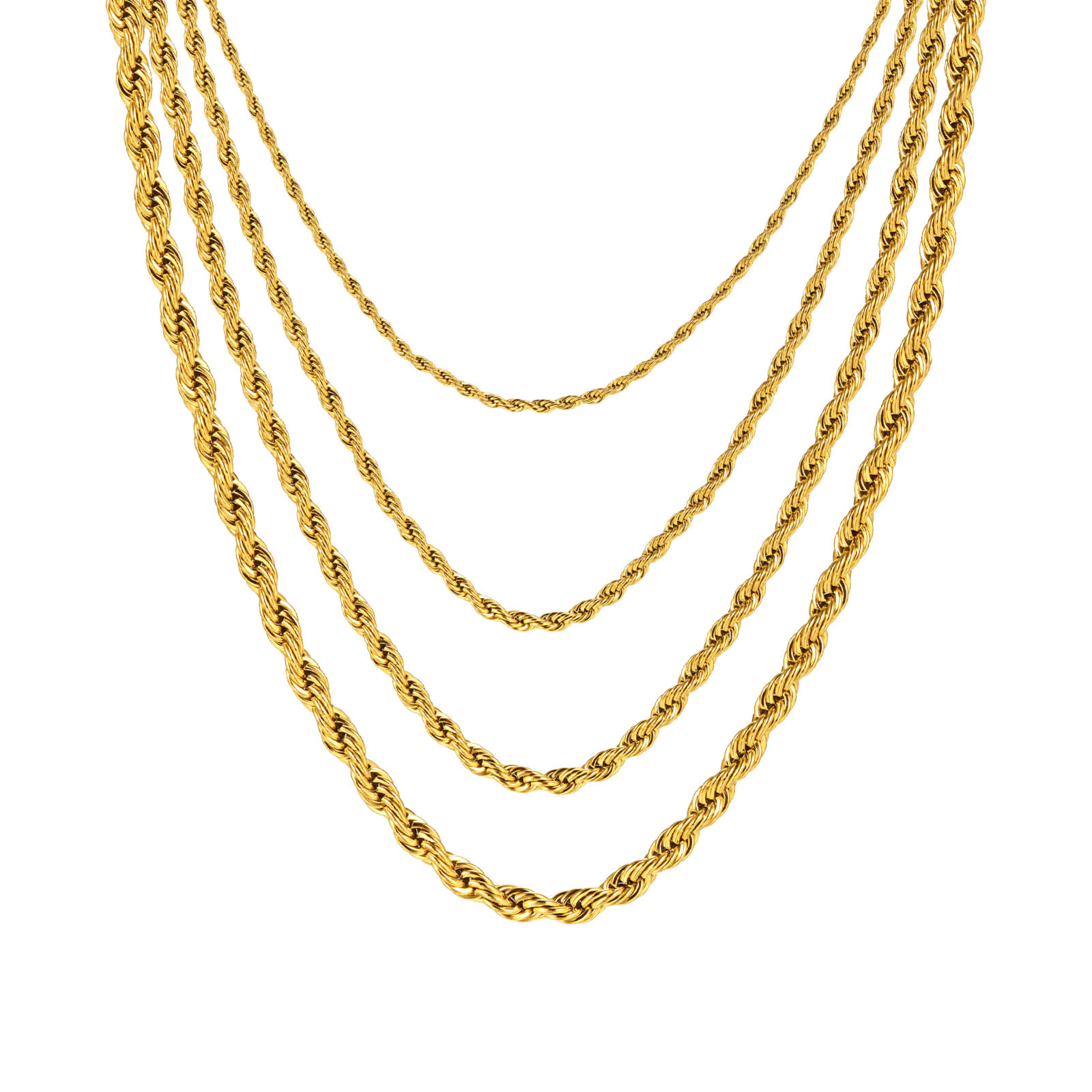 Titanium Steel Hemp Rope Necklace Thick 2/3/4/5MM Collarbone Chain Stainless Steel Women's Gold Layered Twist Chain