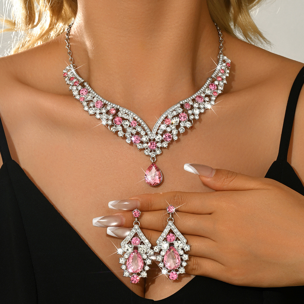 Palace Style Necklace Earrings Set Wedding Banquet Dress Accessories Luxury Set
