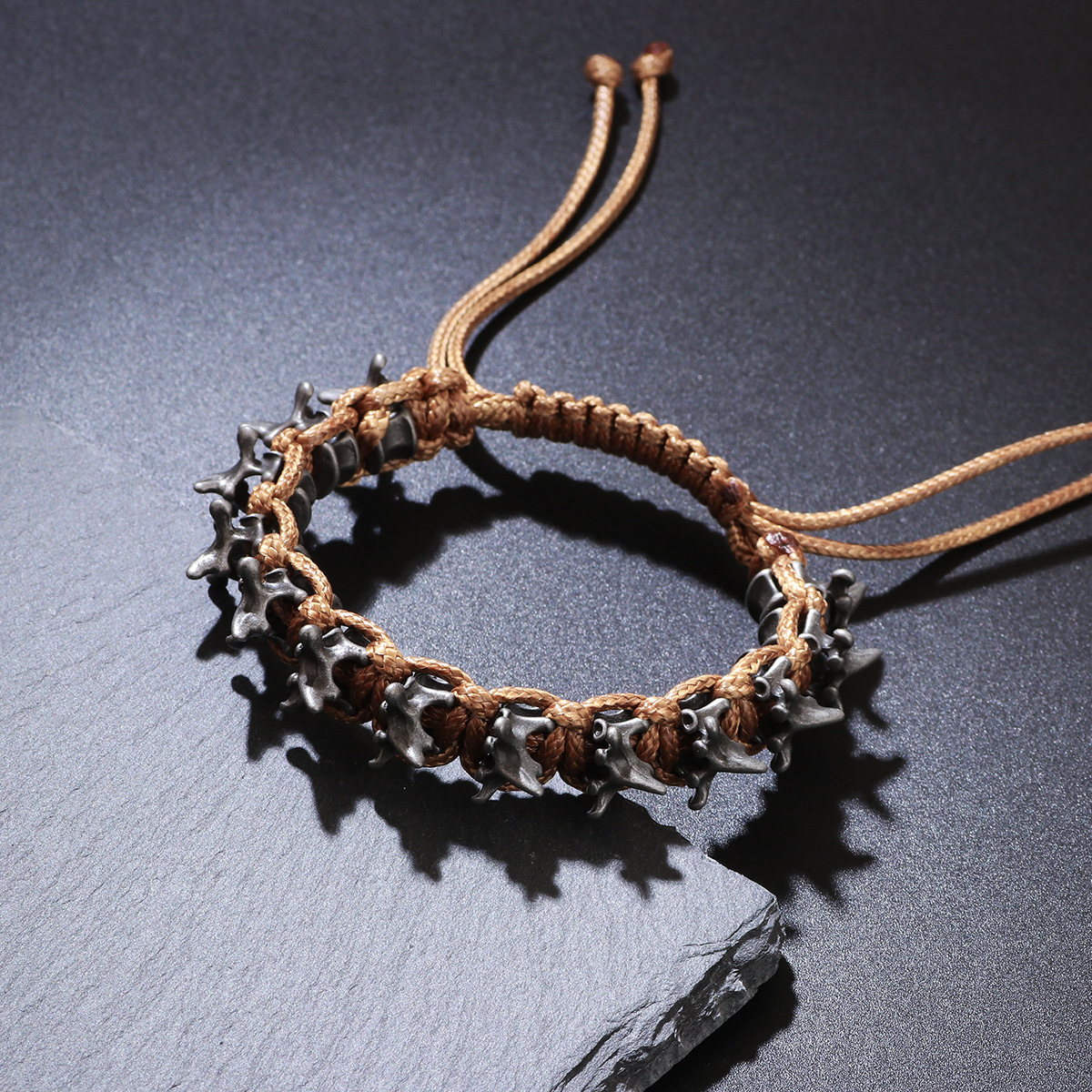 New Punk Alloy Dragon Bone Men's Woven Bracelet Adjustable Size Bracelet
