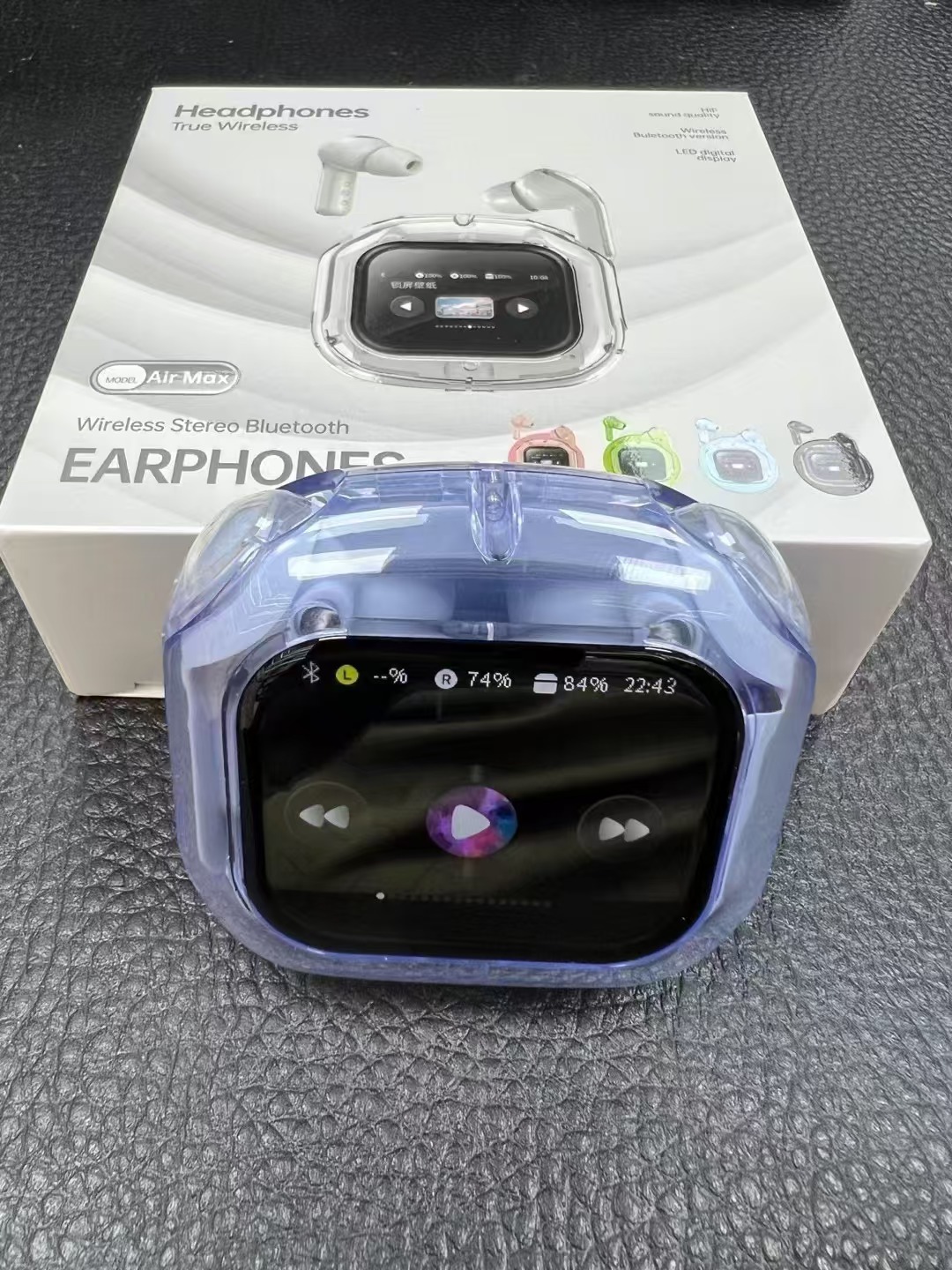 AIR MAX Bluetooth Earphones LCD Touch Color Screen In-ear Transparent Noise Reduction Ultra-long Battery Life Sports Earphones