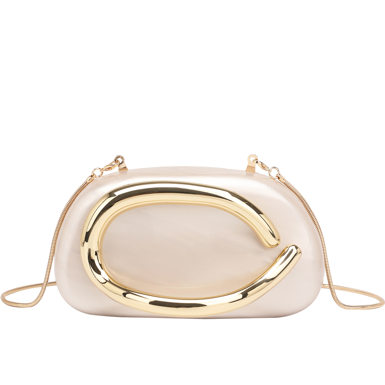 2025 New Round Box Clutch Evening Bag Mini Small Bag Hardware Metal Handle Chain Crossbody Shoulder Bag