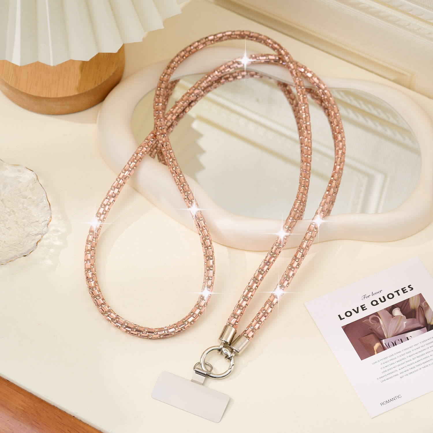 Full rhinestone phone lanyard women small fragrance style long cross shoulder back phone case universal phone chain rope