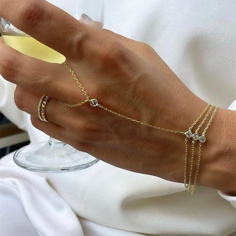 Popular Horse Eye Connected Finger Bracelet Women Simple Multi-layer Hand Back Chain Adjustable Hand Jewelry