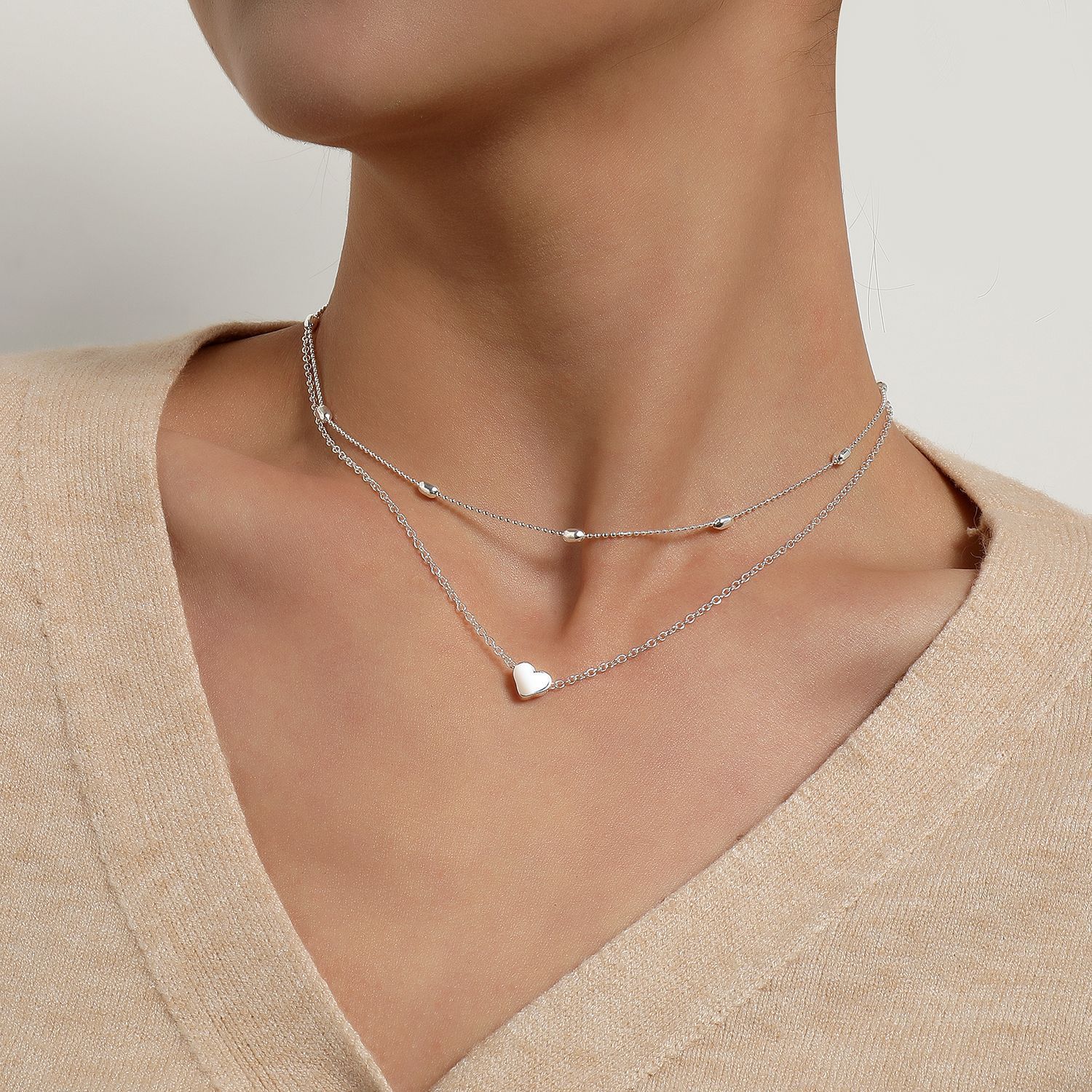 Accessories simple heart multi-layer necklace women accessories pendant锁骨链