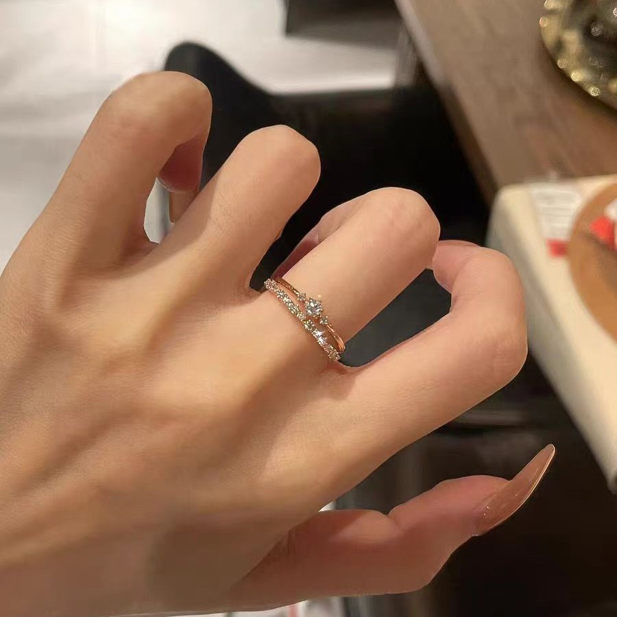 Simple Ultra Thin Full Diamond Ring for Women Simple Sparkling Layered Index Finger Ring 2025 New