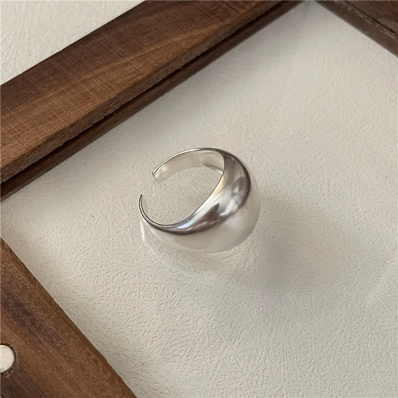 S925 sterling silver matte ancient method basic bag ring textured heavy craft ring