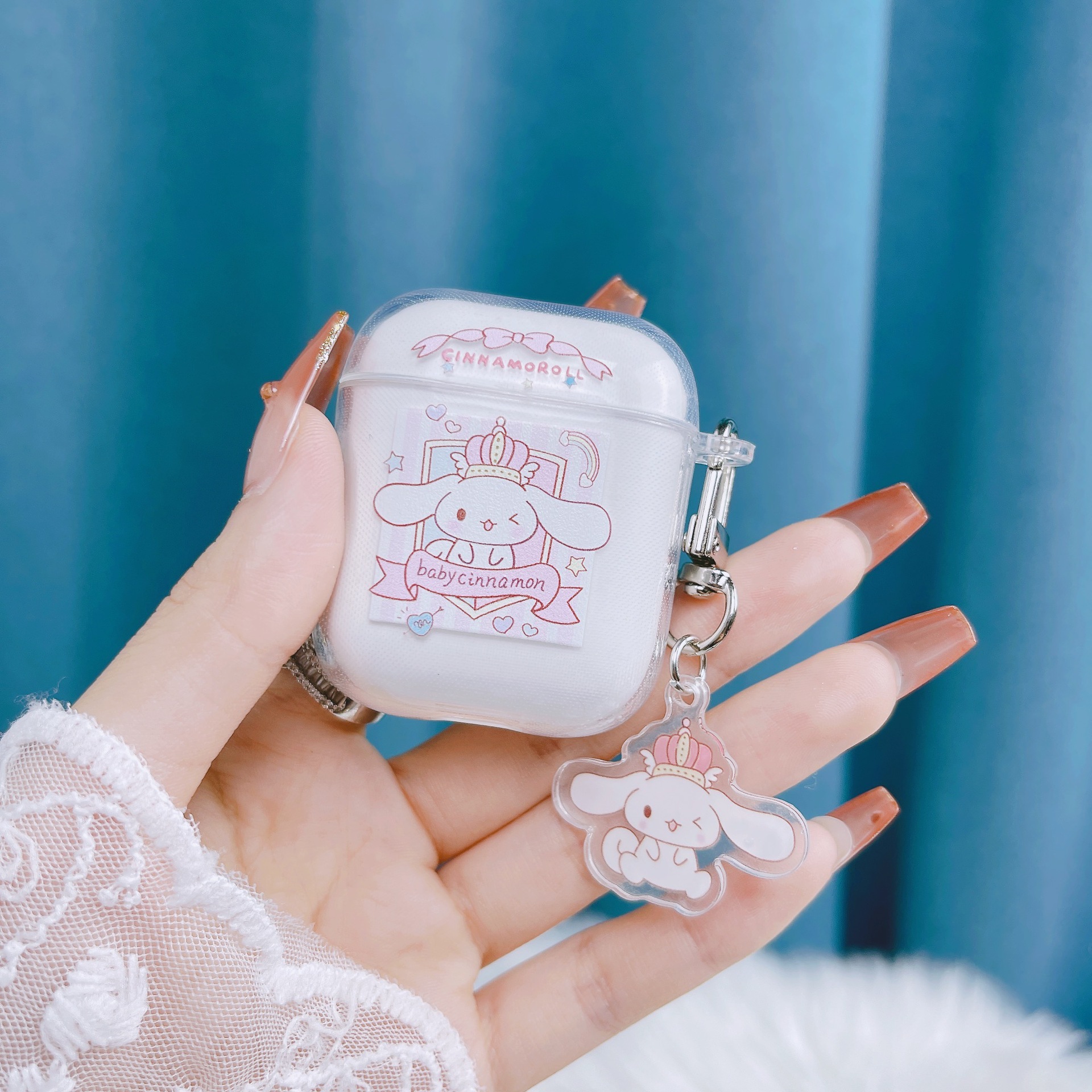 Cute cartoon AirPods Pro 3rd generation wireless Bluetooth earphone protective case, transparent soft case with pendant for i12