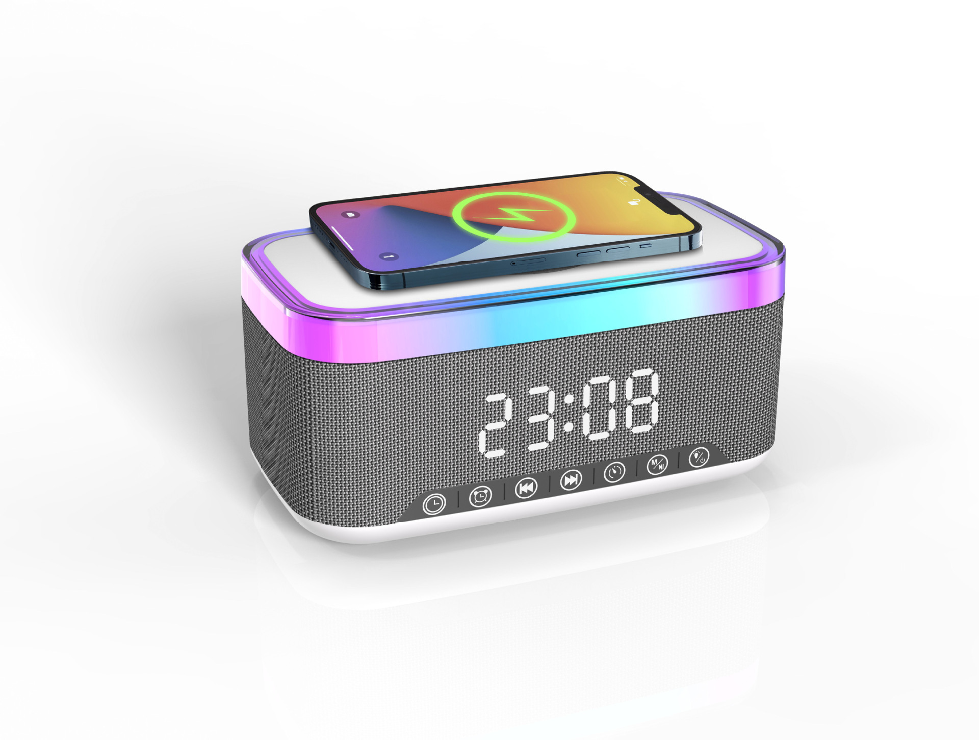 S300 clock alarm 15w wireless charging white noise high power Bluetooth speaker