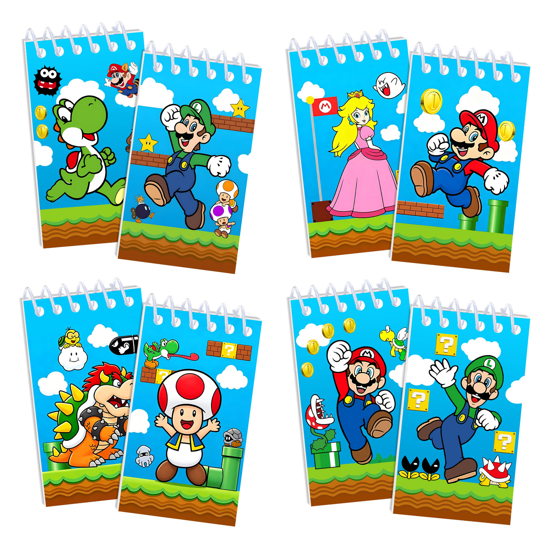 New Mario Theme Spiral Notebook Cartoon Notepad Student Portable Small Notebook Cartoon Notebook