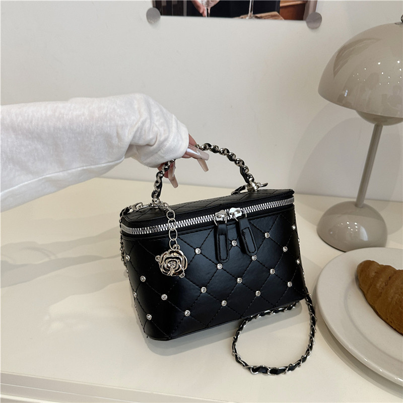 Diamond Grid Chain Small Bags Women 2025 New Rhinestone Box Bags Shoulder Crossbody Bags