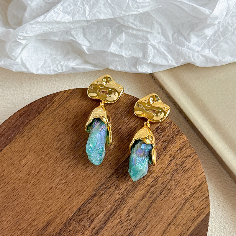 NALA Blue Natural Stone Earring Necklace Set Set Jewelry Necklace Earrings Women