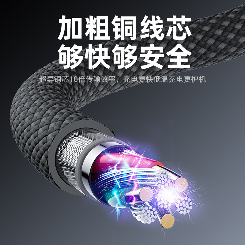 Dual Type-C Charging Cable for iPhone Apple Huawei Xiaomi 100W Magnetic Fast Charging Data Cable