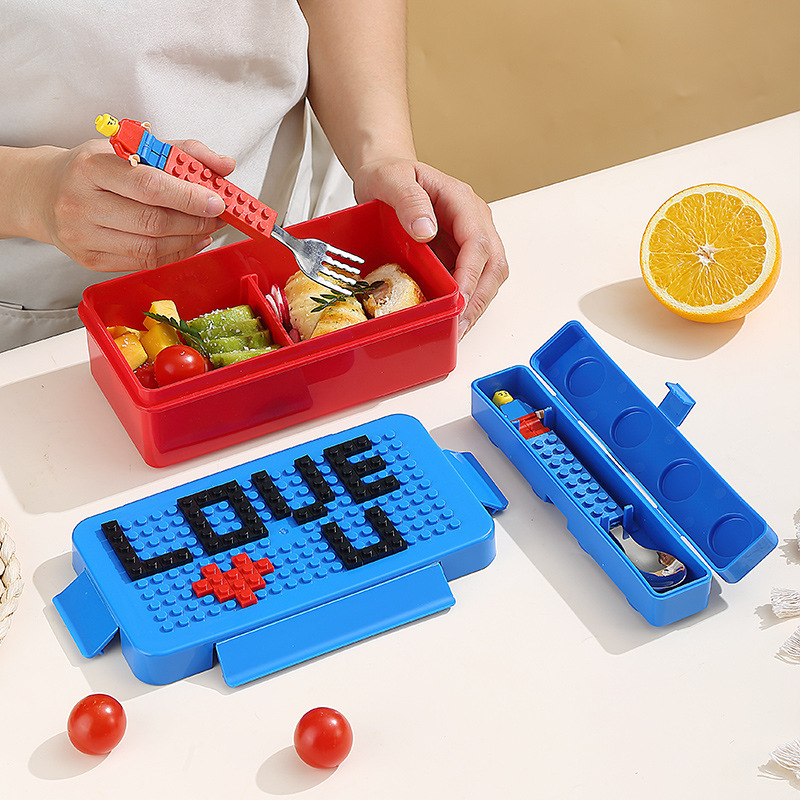 DIY pixel building block bento box, lunch box, picnic box, children's salad box, fruit box