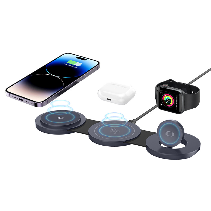 Magnetic Wireless Charger Three-in-One with Watch 15W Foldable Multifunctional Charger 15W Fast Charging