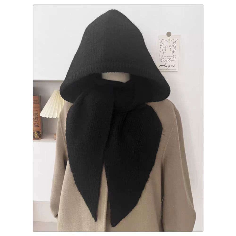 Export~Balaclava hat scarf integrated ear-protecting wool knitted wool hat women warm