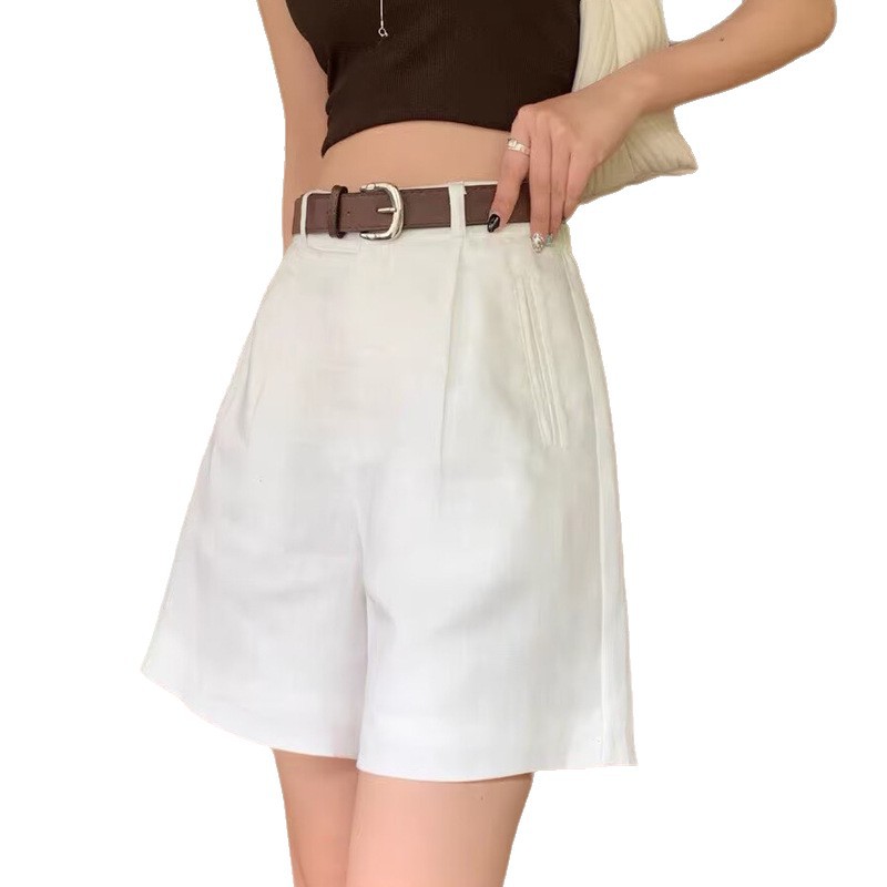 White Linen Suit Shorts Women's 2026 New Summer Cotton-Linen Casual Loose Petite Five-Point Shorts